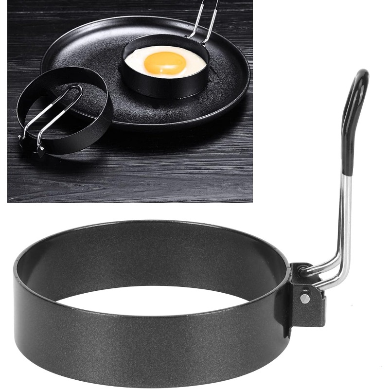 Mini Pancake Griddle - Eierringform, antihaftbeschichtete Edelstahlpfanne mit hitzebeständigem Griff